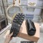 Miu Miu Leather Platform slides Black with metal lettering logo 2023