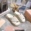 Miu Miu Leather Platform slides Creamy with metal lettering logo 2023
