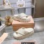 Miu Miu Leather Platform slides Creamy with metal lettering logo 2023