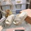 Miu Miu Leather Platform slides Creamy with metal lettering logo 2023