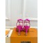 Louis Vuitton Heel 9.5cm Sparkle Sandals Satin Fuchsia with LV Initials chain 2023