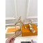 Louis Vuitton Heel 9.5cm Sparkle Sandals Satin Nude with LV Initials chain 2023
