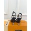 Louis Vuitton Heel 9.5cm Sparkle Sandals Satin Black with LV Initials chain 2023
