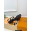 Louis Vuitton Heel 9.5cm Sparkle Sandals Satin Black with LV Initials chain 2023