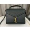 Saint Laurent cassandra medium top handle in grain de poudre embossed leather 623931 Dark Green