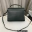 Saint Laurent cassandra medium top handle in grain de poudre embossed leather 623931 Dark Green