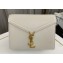 Saint Laurent cassandra medium chain bag in grain de poudre embossed leather 532750 White