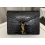 Saint Laurent cassandra medium chain bag in crocodile-embossed shiny leather 532750 Black