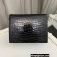 Saint Laurent cassandra medium chain bag in crocodile-embossed shiny leather 532750 Black