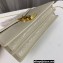 Saint Laurent cassandra medium chain bag in crocodile-embossed shiny leather 532750 White