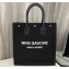 Saint Laurent rive gauche n/s shopping bag in linen and cotton 631682 Black