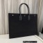 Saint Laurent rive gauche shopping Tote bag in linen and leather 499290 Black