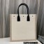 Saint Laurent rive gauche n/s shopping bag in linen and cotton 631682 White
