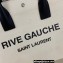 Saint Laurent rive gauche small shopping Tote bag in linen and leather 617481 White