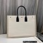 Saint Laurent rive gauche shopping Tote bag in linen and leather 499290 White