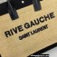 Saint Laurent rive gauche shopping Tote bag in embroidered raffia and vegetable-tanned leather 499290 Black