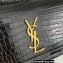 Saint Laurent sunset chain wallet in crocodile-embossed shiny leather 533026 Black/Gold