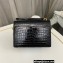 Saint Laurent sunset chain wallet in crocodile-embossed shiny leather 533026 Black/Gold