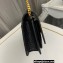 Saint Laurent sunset chain wallet in crocodile-embossed shiny leather 533026 Black/Gold