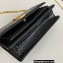 Saint Laurent sunset chain wallet in crocodile-embossed shiny leather 533026 Black/Gold