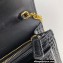 Saint Laurent sunset chain wallet in crocodile-embossed shiny leather 533026 Black/Gold