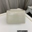 Saint Laurent sunset chain wallet in crocodile-embossed shiny leather 533026 White/Silver