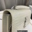 Saint Laurent sunset chain wallet in crocodile-embossed shiny leather 533026 White/Silver