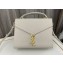 Saint Laurent cassandra medium top handle in grain de poudre embossed leather 623931 White