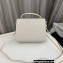 Saint Laurent cassandra medium top handle in grain de poudre embossed leather 623931 White