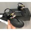 Chanel Metal CC Logo Thong Sandals Suede Black 2023