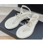 Chanel Lambskin & Strass CC Logo Thong Sandals G39728 White 2023