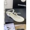 Chanel Lambskin & Strass CC Logo Thong Sandals G39728 White 2023