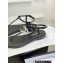 Chanel Lambskin & Strass CC Logo Thong Sandals G39728 Black 2023