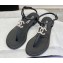 Chanel Lambskin & Strass CC Logo Thong Sandals G39728 Black 2023