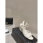 Chanel Quilting Wedge Sandals Grosgrain White 2023