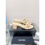 Chanel Heel 5.5cm Camellia and Pearl Mules Beige 2023