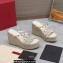 Valentino Heel 9.5cm Platform 3.5cm Rockstud wedge sandals in calfskin leather White with silk cords 2023