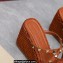 Valentino Heel 9.5cm Platform 3.5cm Rockstud wedge sandals in calfskin leather Brown with silk cords 2023