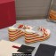 Valentino Heel 9.5cm Platform 3.5cm Rockstud wedge sandals in calfskin leather White/Red/Yellow with silk cords 2023
