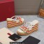 Valentino Heel 9.5cm Platform 3.5cm Rockstud wedge sandals in calfskin leather White/Red/Yellow with silk cords 2023