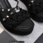 Valentino Heel 9.5cm Platform 3.5cm Rockstud wedge sandals in calfskin leather Black with silk cords 2023
