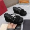 Valentino Heel 9.5cm Platform 3.5cm Rockstud wedge sandals in calfskin leather Black with silk cords 2023