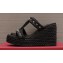 Valentino Heel 9.5cm Platform 3.5cm Rockstud wedge sandals in calfskin Black 2023