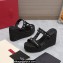 Valentino Heel 9.5cm Platform 3.5cm Rockstud wedge sandals in calfskin Black 2023