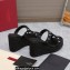 Valentino Heel 9.5cm Platform 3.5cm Rockstud wedge sandals in calfskin Black 2023