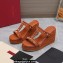Valentino Heel 9.5cm Platform 3.5cm Rockstud wedge sandals in calfskin Brown 2023