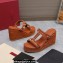 Valentino Heel 9.5cm Platform 3.5cm Rockstud wedge sandals in calfskin Brown 2023