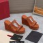Valentino Heel 9.5cm Platform 3.5cm Rockstud wedge sandals in calfskin Brown 2023
