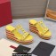 Valentino Heel 9.5cm Platform 3.5cm Rockstud wedge sandals in calfskin Yellow/Red/White 2023