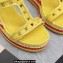 Valentino Heel 9.5cm Platform 3.5cm Rockstud wedge sandals in calfskin Yellow/Red/White 2023